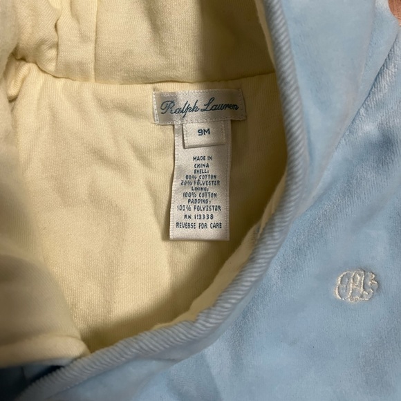 Ralph Lauren Baby Bunting Snow Suit 9 Months Button Up Blue Winter Pram - Picture 4 of 4